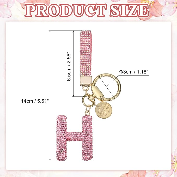 PATIKIL Initial Letter Keychain, Cute Sparkly Rhinestone Key Chain Alphabet Charm for Car Keys Handbags Purse