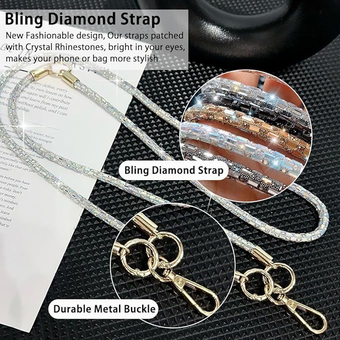 2Pcs Phone Crossbody Lanyard and Wrist Strap, Universal Cell Phone Lanyard Strap with 2Tether Tab