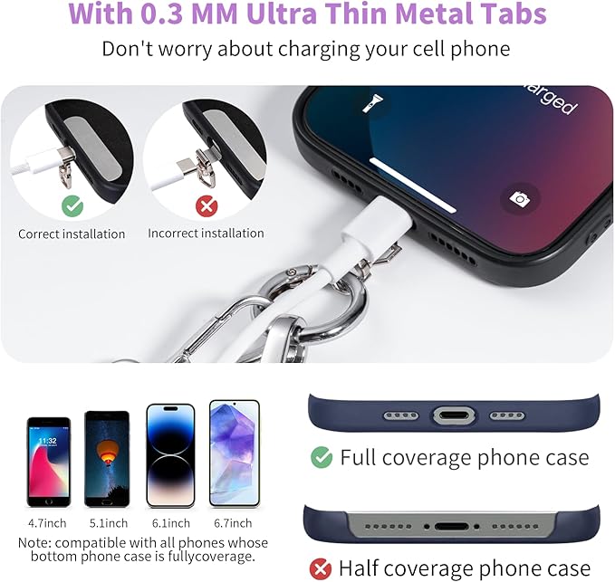 Clip and Go Strap for Phone with Wallet Crossbody Phone Lanyard with Anti-Theft Zipper Pouch Detachable Quilted Wrist Wallet with RFID and ID Window for Daily Travel. Purple Large