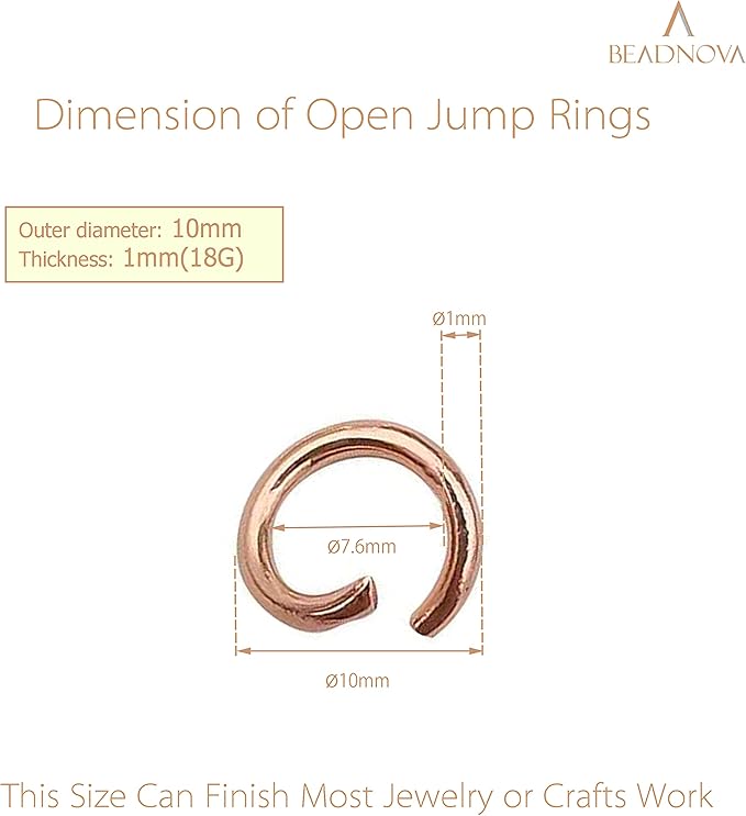 BEADNOVA 10mm Jump Rings Rose Gold Jewelry Jump Rings for Jewelry Making Accessories Makings for Keychains (300Pcs)