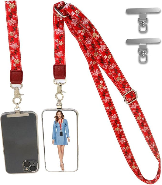 LEMEDE Wrist Keychain and Adjustable Phone Lanyard, Silver Hook Phone Crossbody Strap with 360° Rotating Phone Pads
