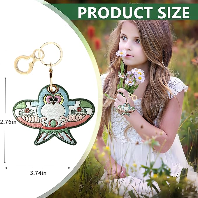 Leather Keychain Holder Case Compatible with AirTag,Cute Protective Apple Air Tag Cover with Keychain Ring,Anti-Scratch Finder GPS Tracker Case for Wallet Keys,bag,pets(Kite B)