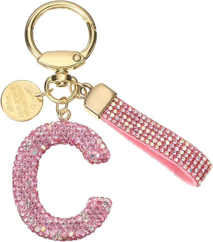 PATIKIL Initial Letter Keychain, Cute Sparkly Rhinestone Key Chain Alphabet Charm for Car Keys Handbags Purse