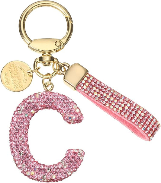PATIKIL Initial Letter Keychain, Cute Sparkly Rhinestone Key Chain Alphabet Charm for Car Keys Handbags Purse