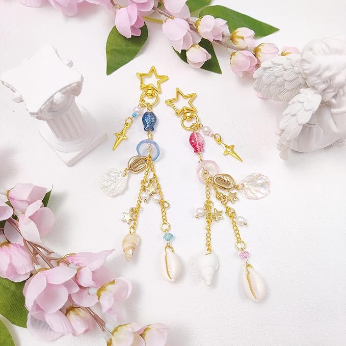 Y2K Aesthetic Keychains for Women Cute Flowers Star Cake Jellyfish Keychins Charms Kawaii Bag Purse Decor