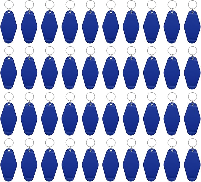 uxcell 40pcs Hotel Keychains Blank Vintage Plastic Rhombus Motel Keychains Hotel Key Tags Rings for DIY Luggage Labels