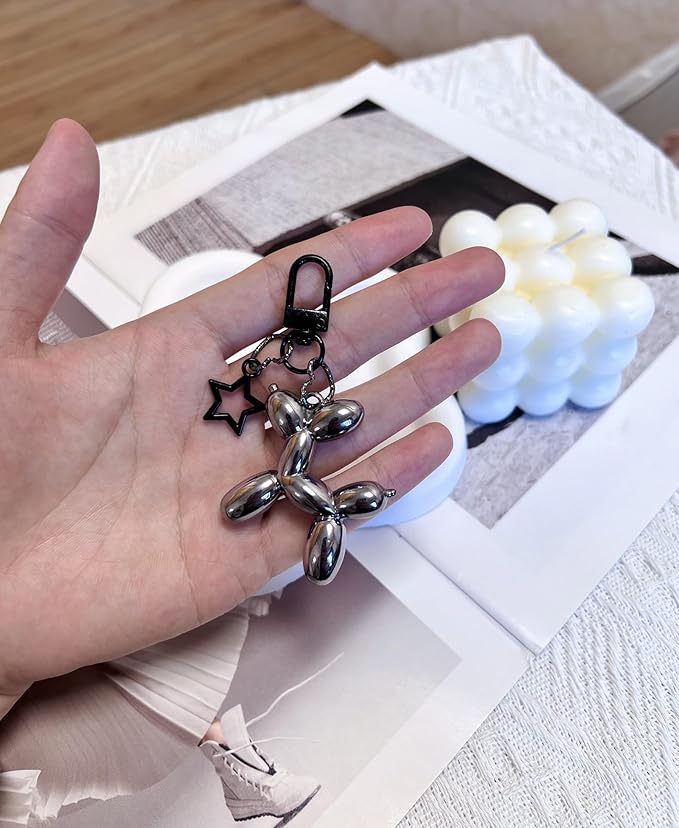LAEKOU Star Balloon Dog Keychain for Women, Cute Y2K Key Chain Accessories, Aesthetic Charms for Bag Backpack
