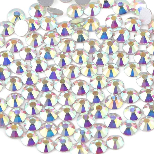 beadsland 1440pcs Flat Back Crystal Rhinestones Round Gems for Nail Art and Craft Glue Fix, CrystalAB (SS6(1.9-2.1mm))