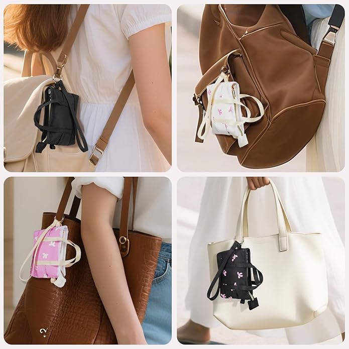 2 Pack Coin Purse Keychain, Mini Tote Bag Keychain with Wristlet, Cute Makeup Pouch Bag Wallets Accessories