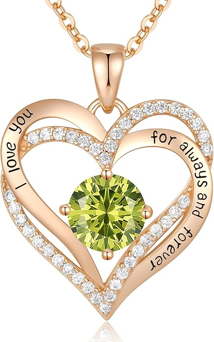 CDE Forever Love Heart Necklaces for Women, Wedding Anniversary, Birthday Mothers Day Christmas Day Gifts for Mom, Mother, Wife, friend, S925 Silver Jewelry with Birthstone Pendant