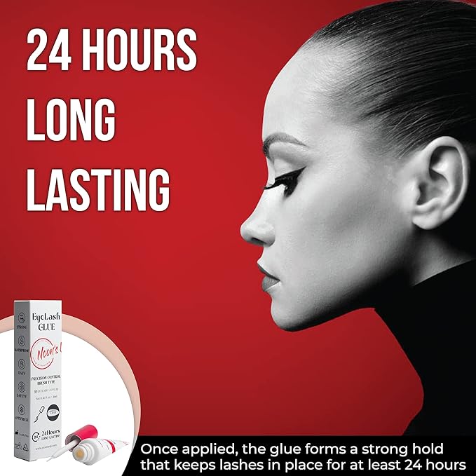 NOON'S UP Eyelash Glue (Clear) - Super Strong Hold Eyelash Adhesive | Waterproof Hypoallergenic Lash Glue for Sensitive Eyes | Blends Naturally (0.14 Fl. Oz.)