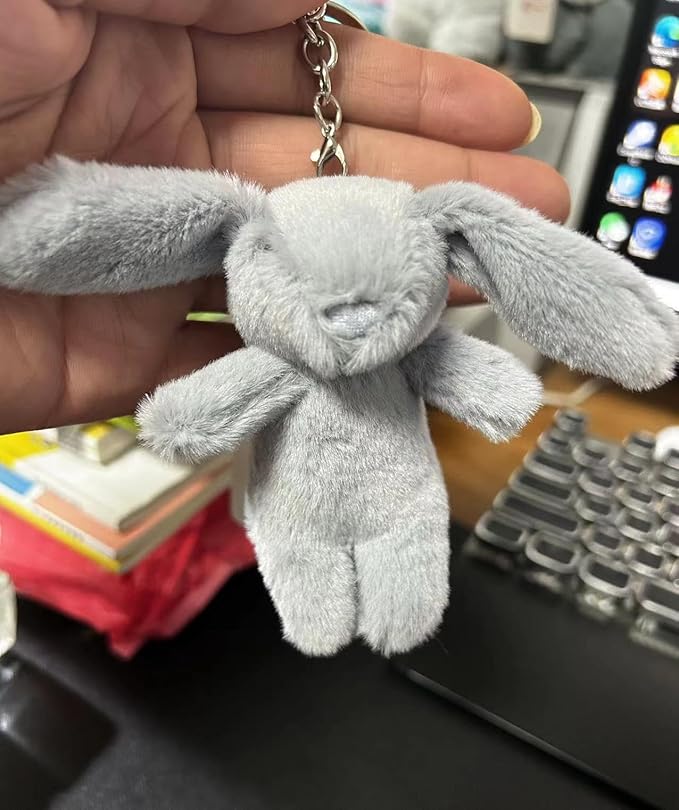 Cute Bunny Plush Keychain for Backpack, 3.5" Inch Mini Rabbit Keychain Purse Charm Pendant Gift for Women