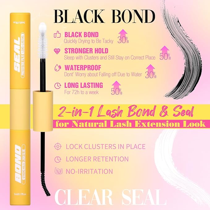 Yawamica Wispy Lash Clusters Kit DIY Lash Extension Kit 8-14mm Eyelash Clusters Natural Cluster Eyelash Extensions D Curly Individual Lashes 144 Clusters Lashes with Waterproof Bond and Seal Tweezers