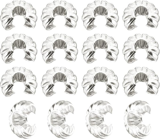 uxcell 200 Pcs Crimp Bead Covers, 3mm/0.12" Half Round Open Crimp Beads Knot Cover, Small Loose Beads End Tip Caps for Bracelet Jewelry Making Craft DIY, Silver