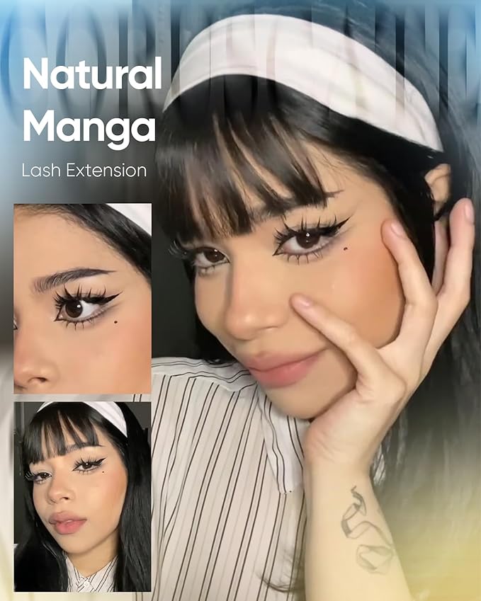 CORUSCATE Manga Lash Clusters Kit Spikes Anime Eyelash Clusters Natural Lash Extension Kit Wispy Cluster Eyelash Extensions Japanese Individual Lashes CD Curl DIY with Lashes Cluster Glue