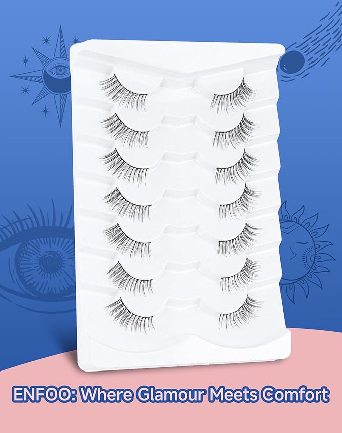 Lashes Half Natural Wispy 3/4 Eyelashes Flared Corner Eyelashes False CatEye Lash Half Small Eyelash 7 Pairs D47