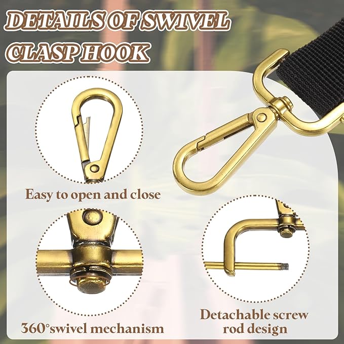 PATIKIL 1.5 Inch Swivel Clasp Hooks, 2 Pcs Detachable Snap Hook Swivel Lobster Claw Clasps with Screw Bar for Bag Strap Purse Lanyard DIY Craft Hardware, Bronze