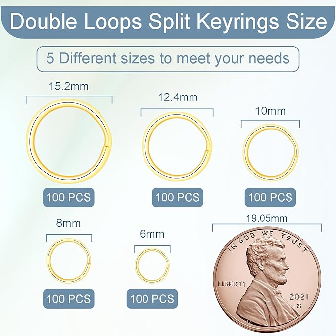 100pcs 6mm Tiny Split Ring for Jewelry Making, Double Loops Round Split Jump Rings Necklaces Bracelets Earrings Metal Mini Key Rings DIY Craft
