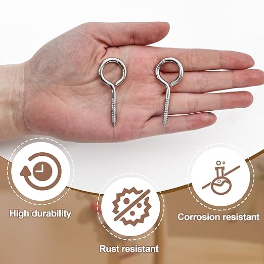 20PCS 2 inches Screw Eyes M3 304 Stainless Steel Eye Screws, Heavy Duty Screw, Eye Hooks Screw Eye Bolts Eye Hooks Screw, Indoor & Outdoor Uses (20, M3-2inch)