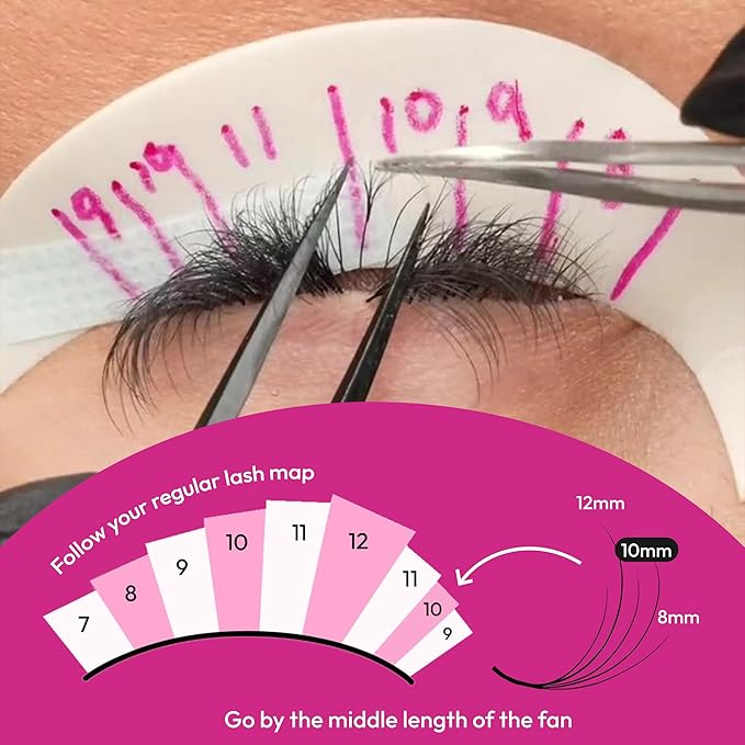 Eyesy Lash 500 Camellia Promade Fans - 5D 0.07 Size 8-10-12mm Curl CC - Natural Premade Lash Fans for Eyelash Extensions 3 Lengths in 1 Loose Pre Made Eyelash Create Depth, Texture, Layer, Volume