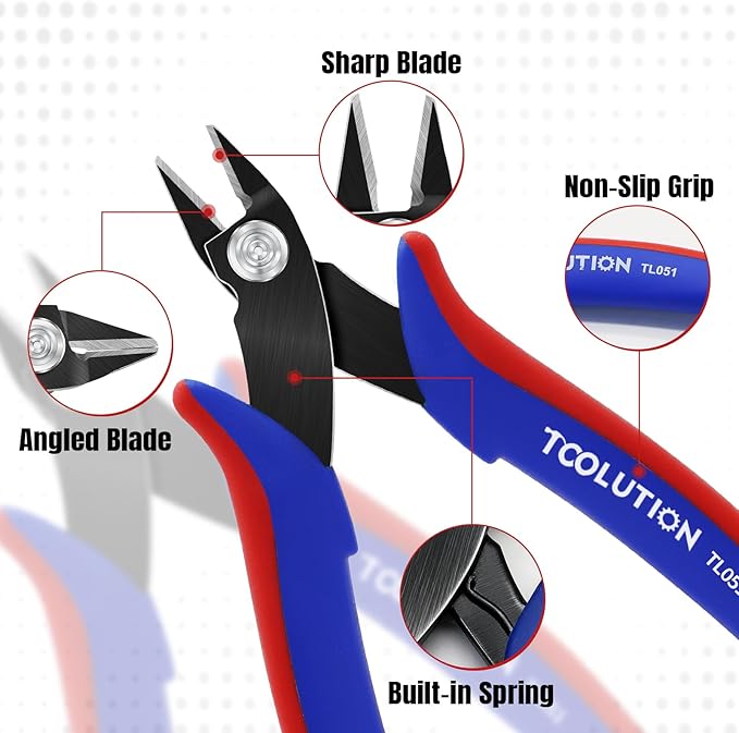 10 Pack Flush Wire Cutters - Small Diagonal Cut Pliers Side Cutter Snips Bulk - Micro Clippers for Cutting Zip Tie Model 3D Printer - Mini Nippers for Crafting Electrical Jewelry Making