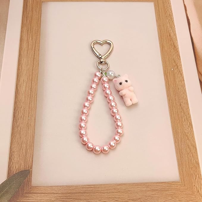 Cute Pink Keychain,Fuzzy Cat Keychain Aesthetic Y2K KeychainStylish KeychainsAccessories