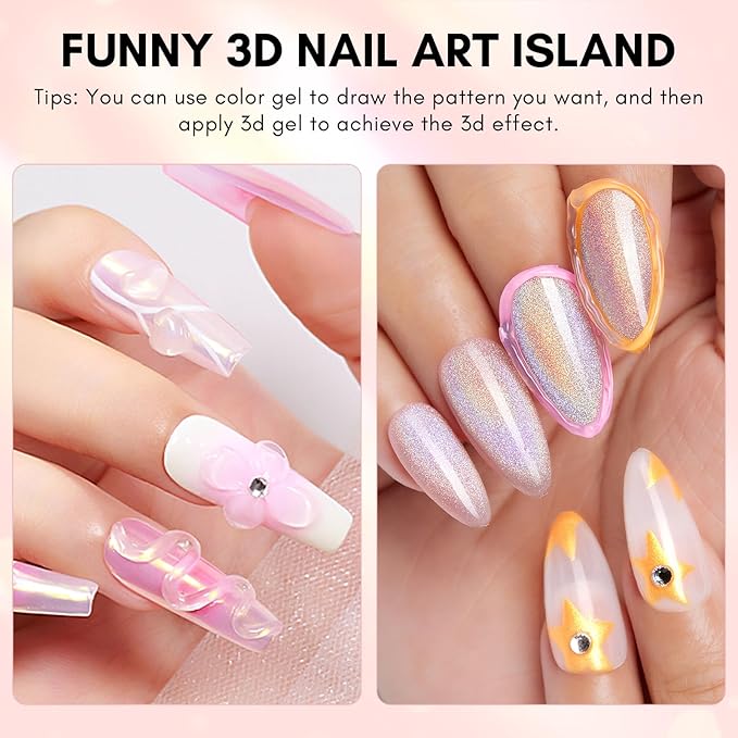 Makartt Nail Rhinestone Glue with 3D Gel Kit – Super Strong Nail Charm Glue & Sculpting Gel for DIY Nail Art, Drawing, Molding & Embossed Designs, Easy to Use for Nail Lovers & Beginners