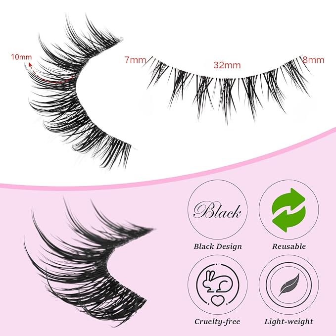 outopen 10 Pairs Manga Lashes Natural Look False Eyelashes Wispy Spiky Anime Lashes Korean Japanese Asian Style Cosplay Fake Eyelashes with Clear Band