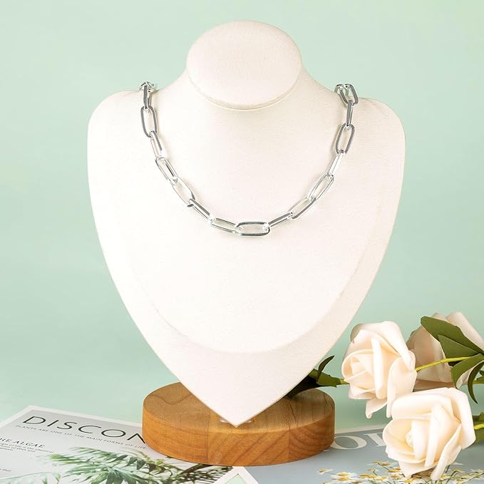 16.4 Feet Paperclip Chains for Jewelry Making Light Silver Plated Aluminum Chain Roll Hip-pop Rapper Necklace Choker Chain DIY Jewelry Supplies