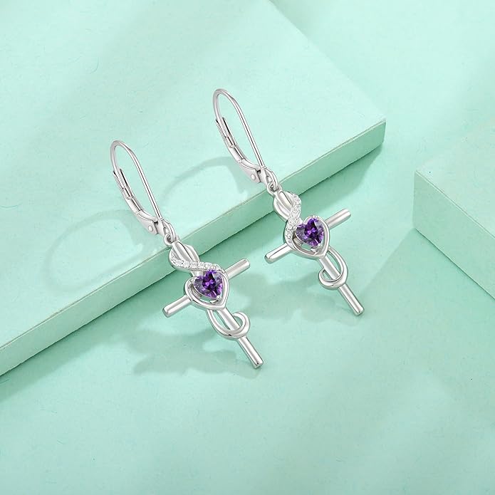 Starchenie Women's Note Cross Earrings Sterling Silver Treble Clef Leverback Earring Music Note Jewelry for Music Lover