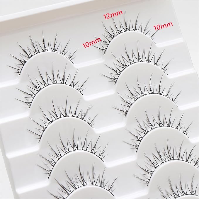 outopen Manga Lashes Natural Look Wispy Fluffy Asian Cosplay Eyelashes Spiky Japanese Anime Lashes 3D Short Fake Eyelash 10 Pairs Pack (D-Asian Style|10-12MM)