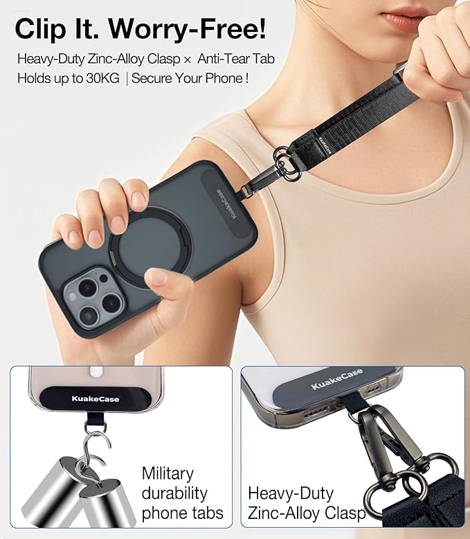 Phone Lanyard Crossbody, Adjustable Anti-Theft Neck Strap with 2 Patches, Durable & Skin-Friendly, Universal CellPhone for iPhone & Android Case, Travel Essential, Beige