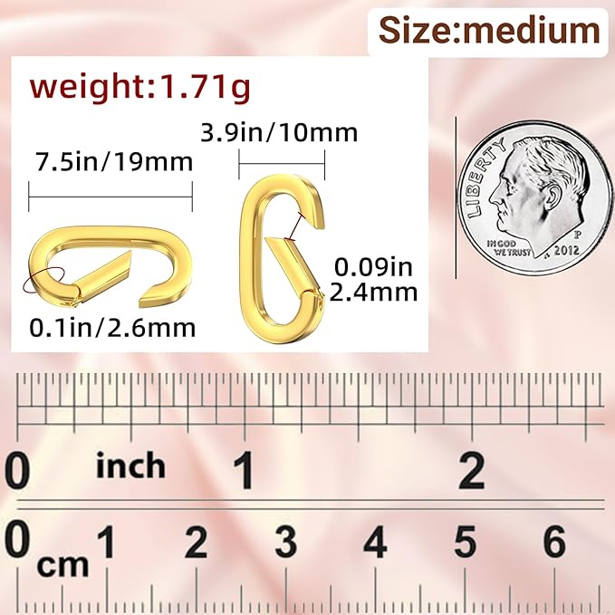 10Pcs Oval Clasp Carabiner Necklace Clasps and Closures, Spring Ring Clasp Pearl Necklace Enhancer Connector for Jewelry Bracelet Making
