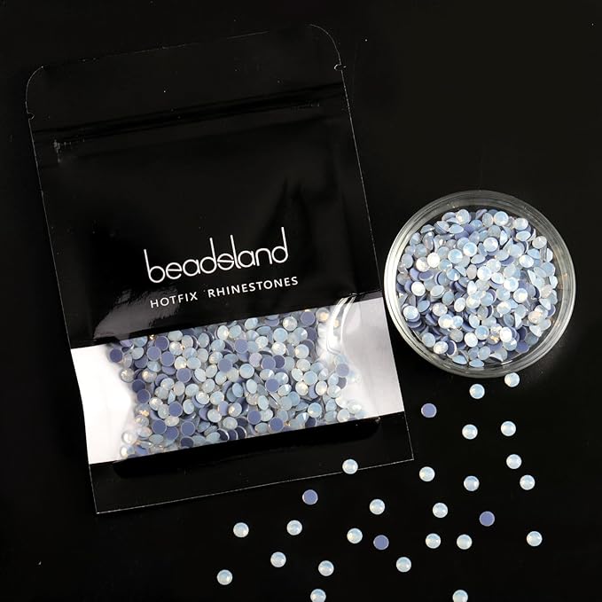 Beadsland Hotfix Rhinestones, 1440pcs Crystal Rhinestones for Crafts Clothes DIY Decoration, White Opal, SS12, 3.0-3.2mm