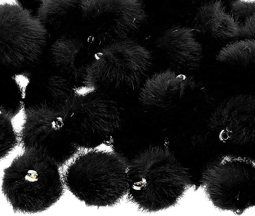 PATIKIL 50pcs Pom Poms Charm, Pompoms Charm Craft Pom Poms Pendants Balls Small Fluffy Tassel Bulk for Crafts Jewelry Making