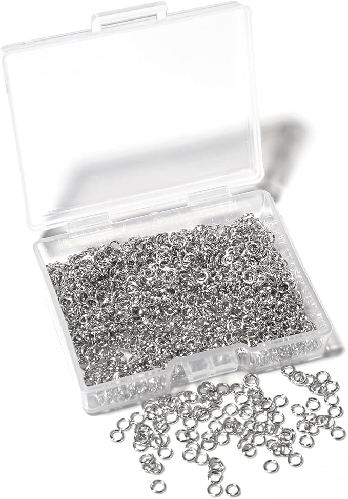 1000 Pcs 3mm Open Jump Rings Rhodium Plated Jump Rings for Jewelry Making Iron Made Single Ring Bulk for DIY Craft Earring Necklace Bracelet Pendant Choker Jewelry Making Findings