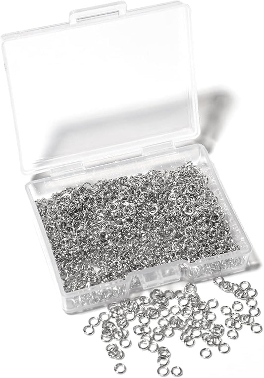 1000 Pcs 3mm Open Jump Rings Rhodium Plated Jump Rings for Jewelry Making Iron Made Single Ring Bulk for DIY Craft Earring Necklace Bracelet Pendant Choker Jewelry Making Findings