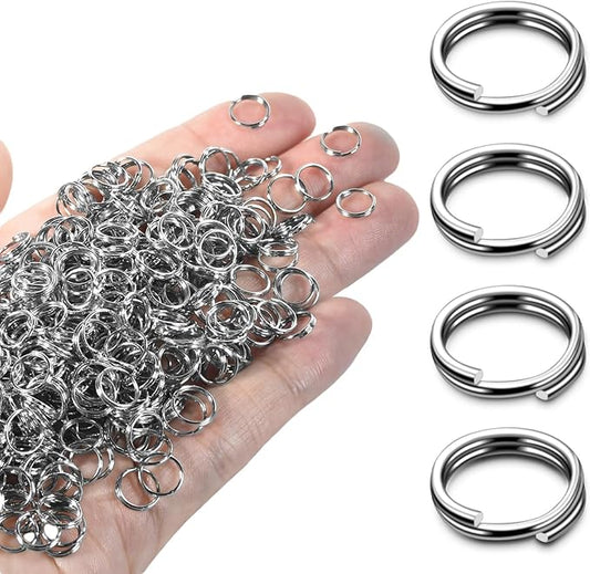 8mm 300 PCS Silver Tiny Split Key Rings for Jewelry Making, Double Loops Split Jump Rings Necklaces Bracelets Earrings Metal Mini Key Rings DIY Craft Hardware