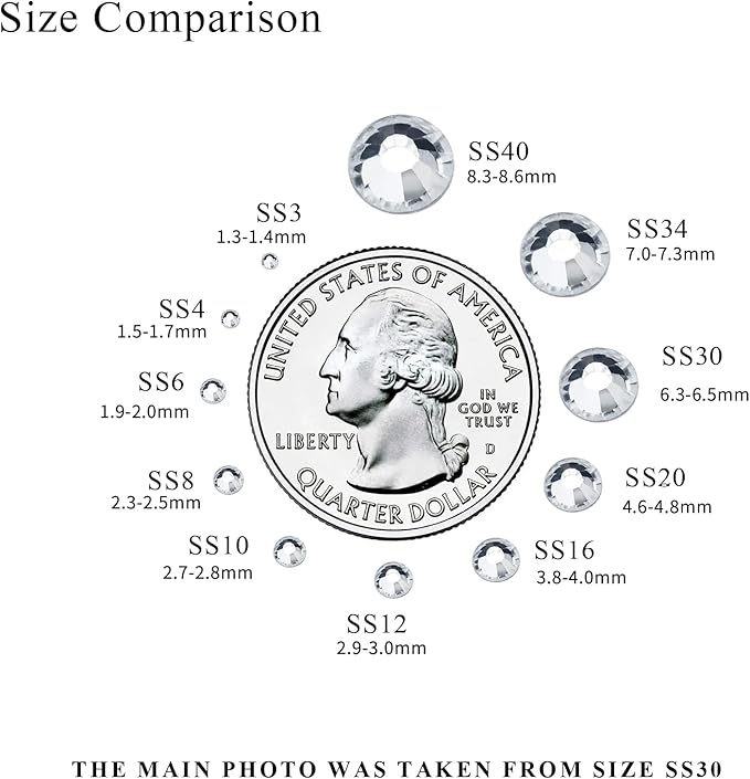 1440PCS SS20 Crystal Glass Flatback Rhinestones, Round Flat Back Crystal Gems for Nail Art and Craft Clothes, Glue Fix Crystal Clear/White Diamond Stones (4.6-4.8mm)