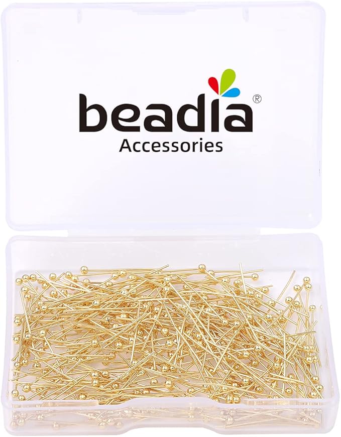14K Gold Plated Ball Head Pins Non Tarnish 20mm 300pcs for Jewelry Making Findings