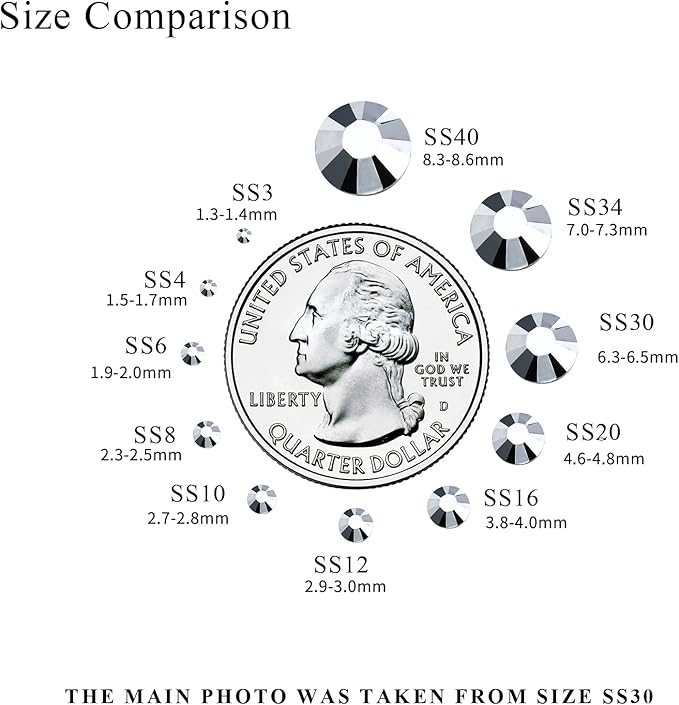 Flatback Crystal Rhinestones Round Gems for Nail Art and Craft Clothes Glue Fix, Mine Silver (4.6-4.8mm) SS20/1440PCS