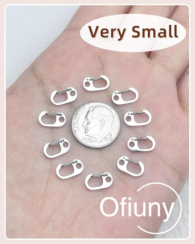 10Pcs Oval Clasp Carabiner Necklace Clasps and Closures, Spring Ring Clasp Pearl Necklace Enhancer Connector for Jewelry Bracelet Making