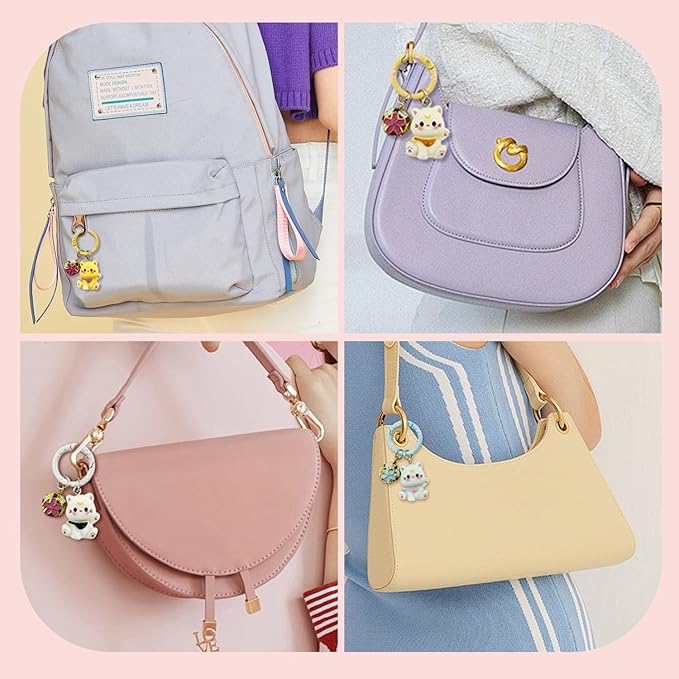 6Pcs Cat Keychain Bag Charms Cute Keychains Cat Bag Accessories Kawaii Purse Charms Keychains for Women Gifts
