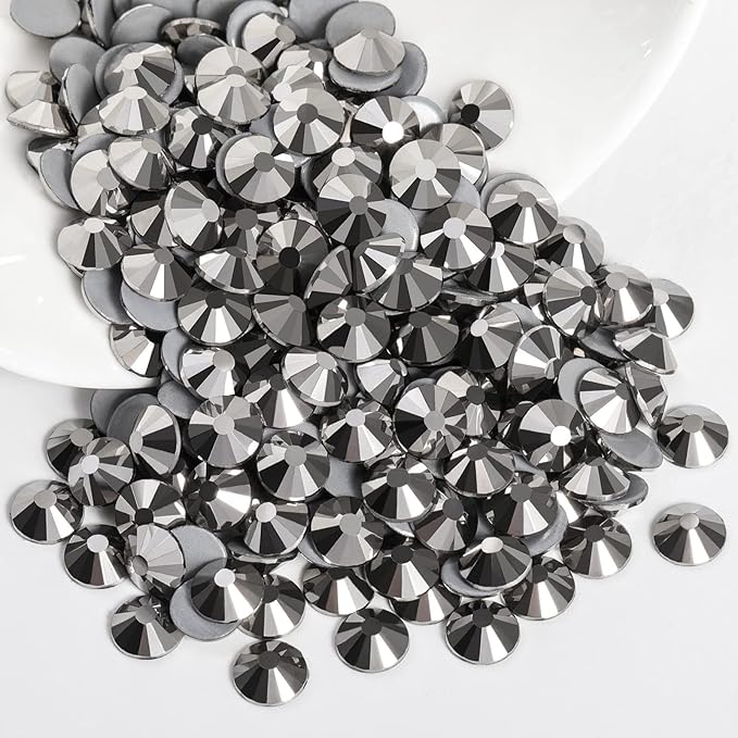 Beadsland Hotfix Rhinestones, 288pcs Flatback Crystal Rhinestones for Crafts Clothes DIY Decoration,Hematite, SS30, 6.3-6.5mm