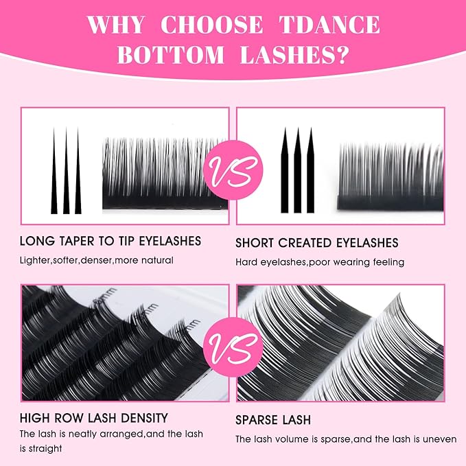 TDANCE Bottom Lash Extension Bottom Lashes 0.03/0.05/0.07mm Lower Lash Extensions Thickness B Curl 5-7mm Mixed Under Bottom Eyelashes (0.05-B,5-7 mm)