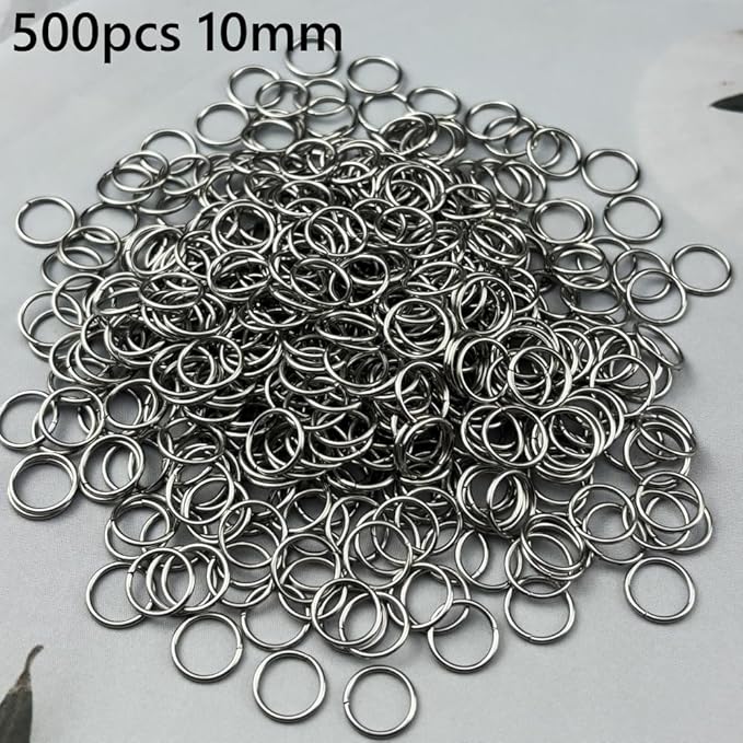 500pcs 10mm Stainless Steel Jump Rings Connector Rings for DIY Craft Jewelry Making Necklaces Bracelet Earrings Keychains