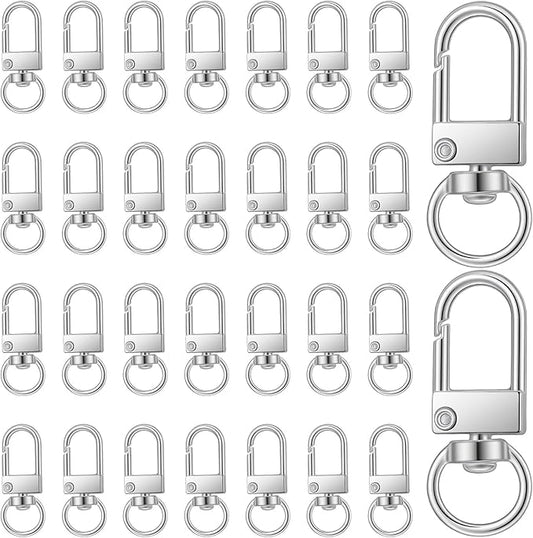 30Pcs Silver Metal Lobster Claw Clasps, Swivel Lobster Clasp, Swivel Snap Key Chain Hooks for Keychain, Necklace, Bracelet and DIY Jewelry Making