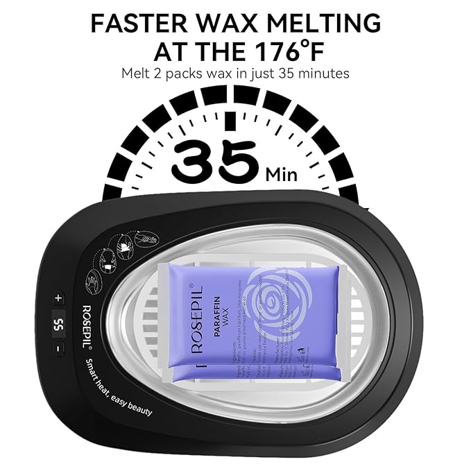 Rosepil Intelligent Paraffin Wax Machine for Hands and Feet, Pro Wax Warmer, Full-Automatic, 6 Pcs Wax Included, Spa-Grade Bath for Home and Salon