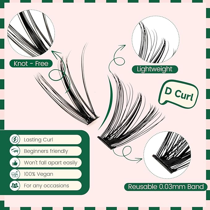 KEYYOU DIY Lash Extension Kit 280pcs Individual Lashes D Curl Eyelash Extension Kit 30D+40D 9-16Mix Lash Clusters with Lash Bond and Seal and Lash Applicator for DIY at Home(KIT-30D40D-0.07D-9-16MIX)