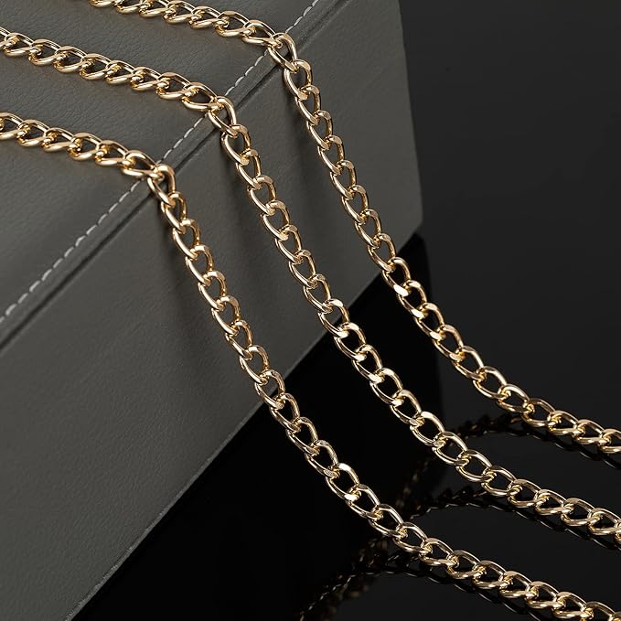 16.4 Feet Twisted Curb Chain Links Gold Plated Aluminum Bracelet Necklace Chain Bulk for DIY Craft Jewelry Making with Lobster Clasps and Jump Rings